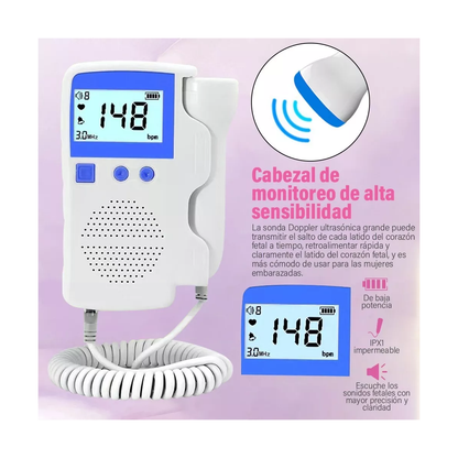MONITOR PORTATIL (DOPPLER) PARA ESCUCHAR LATIDOS DEL BEBE