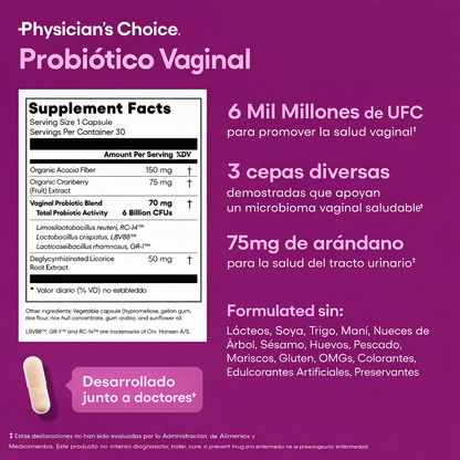 Probiótico Vaginal para pH Balance y Flora Íntima