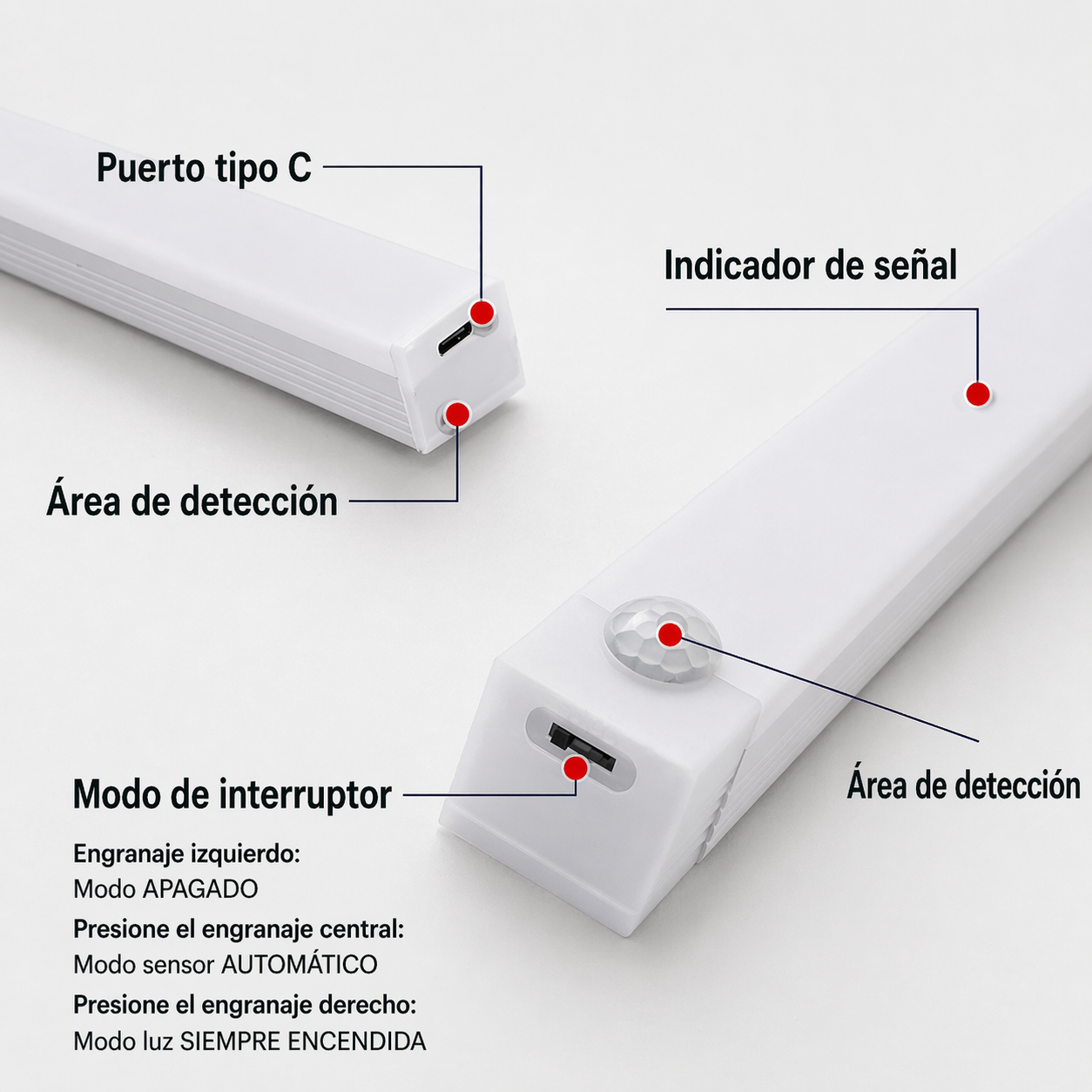 Lámpara Luz LED con sensor de movimiento 50cm
